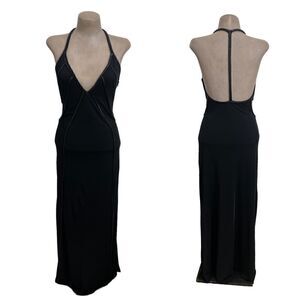 NWT Sheri BODELL black open back maxi dress with sequin detail